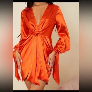 Satin Orange dress size XL